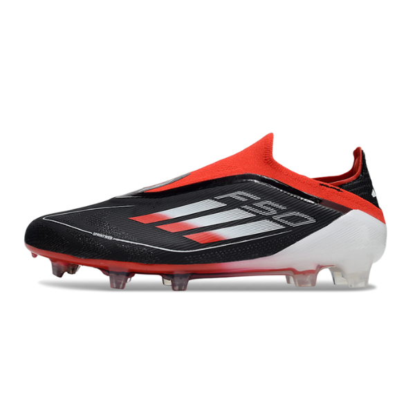 Adidas F50 Elite Laceless Black White and Red Firm Ground FG Football Boot